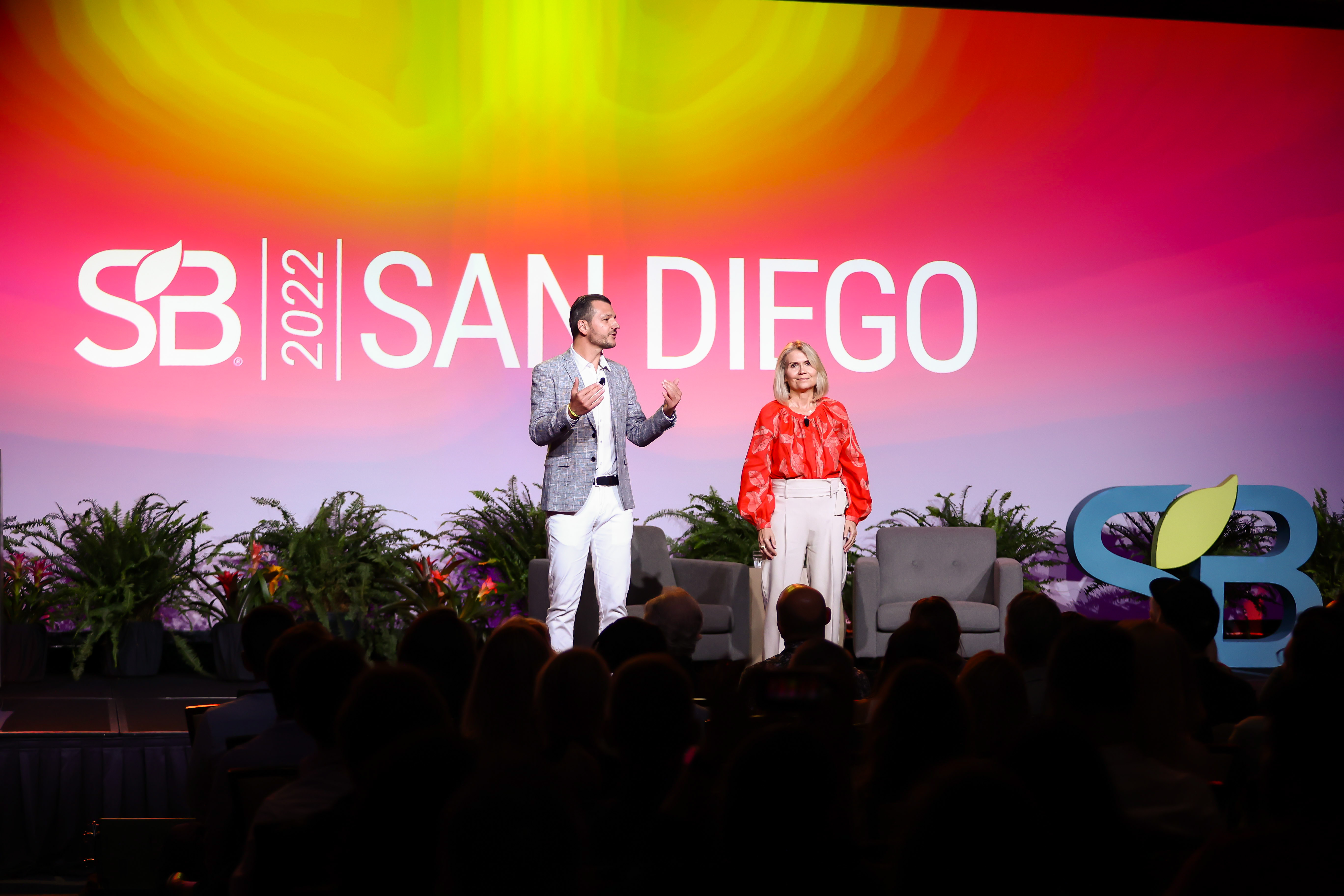 The duet on stage at Sustainable Brands San Diego
